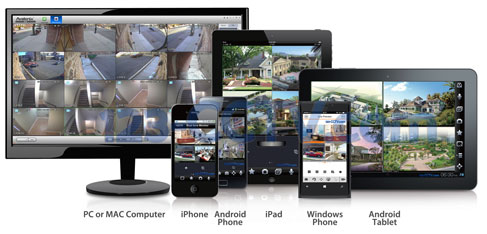 123CCTV camera systems support remote viewing via iPhone, iPad, Android devices, PC or MAC Computers, and windows phones