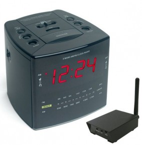 Covert Digital Wireless Cube Alarm Clock with RCA Receiver