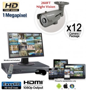 12 Camera HD System, Night Vision Security Cameras 260ft 