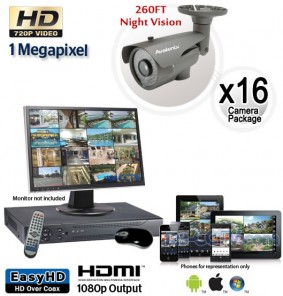 16 Camera HD System, Night Vision Security Cameras 260ft 
