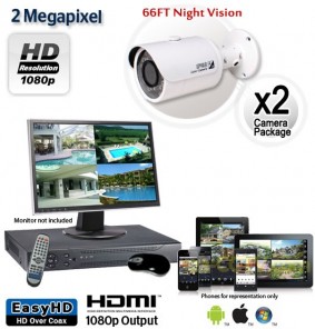 2 Camera 2MP 1080p Outdoor Bullet Camera System