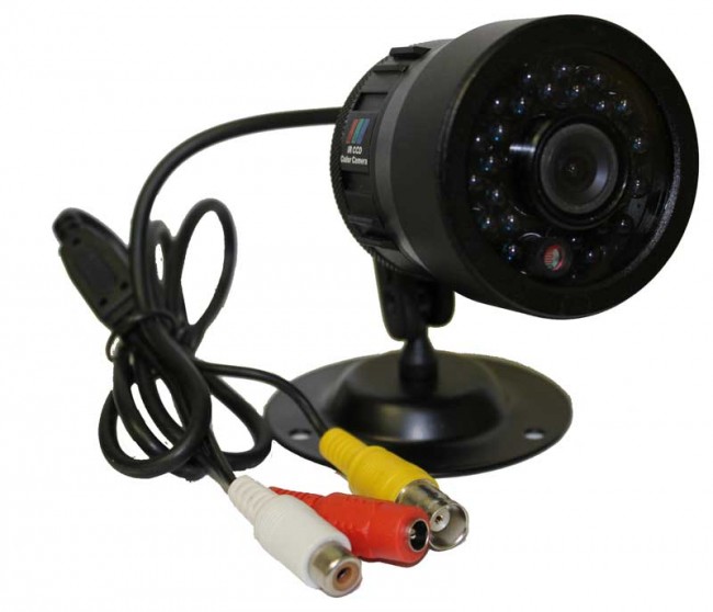 Audio and outlet video surveillance cameras