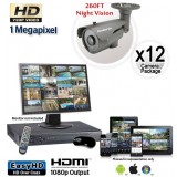 12 Camera HD System, Night Vision Security Cameras 260ft 