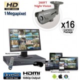 16 Camera HD System, Night Vision Security Cameras 260ft 