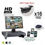 16 Camera Security System with 200ft Night Vision 700TVL