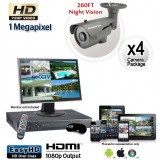 4 Camera HD System, Night Vision Security Cameras 260ft