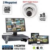 8 Camera 2 MP 1080p Dome Camera System