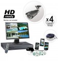 4 Security Camera System with 700TVL Cameras 130ft Night Vision and H264 DVR